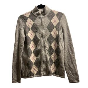 Cashmere By Charter Club Preppy Plaid Half Zip Pullover Sweater S